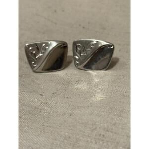 Engraved Design Silver Tone Beautiful Vintage ANSON Cuff Links